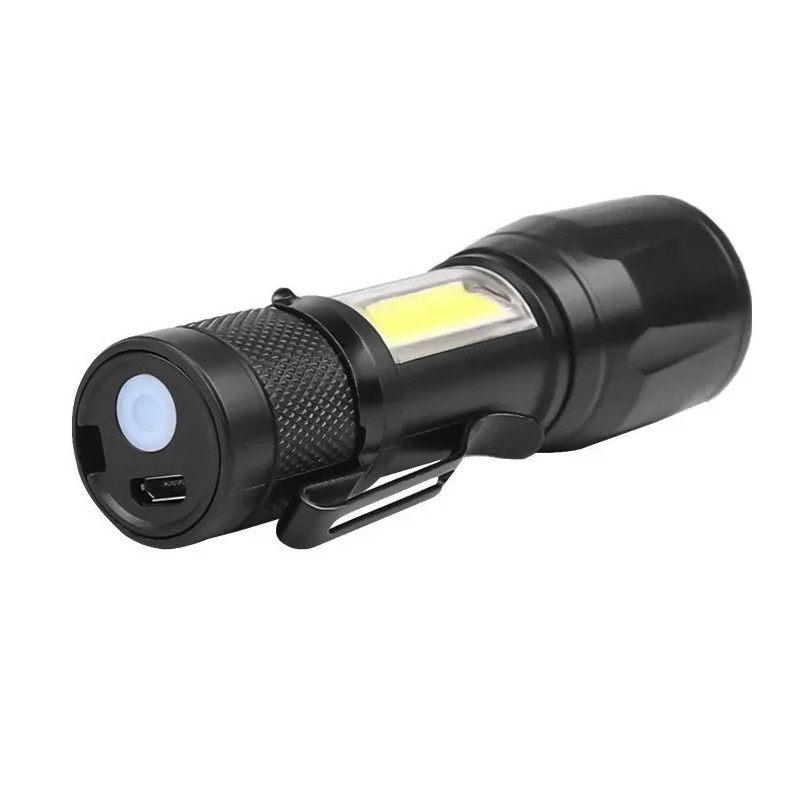 Mini LED Flashlight USB Rechargeable: COB+XPE Zoomable Tactical Torch – NEW