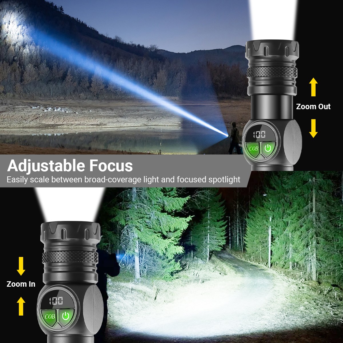 2x Super Bright LED Flashlight Rechargeable Tactical Flashlights LED Work Lights