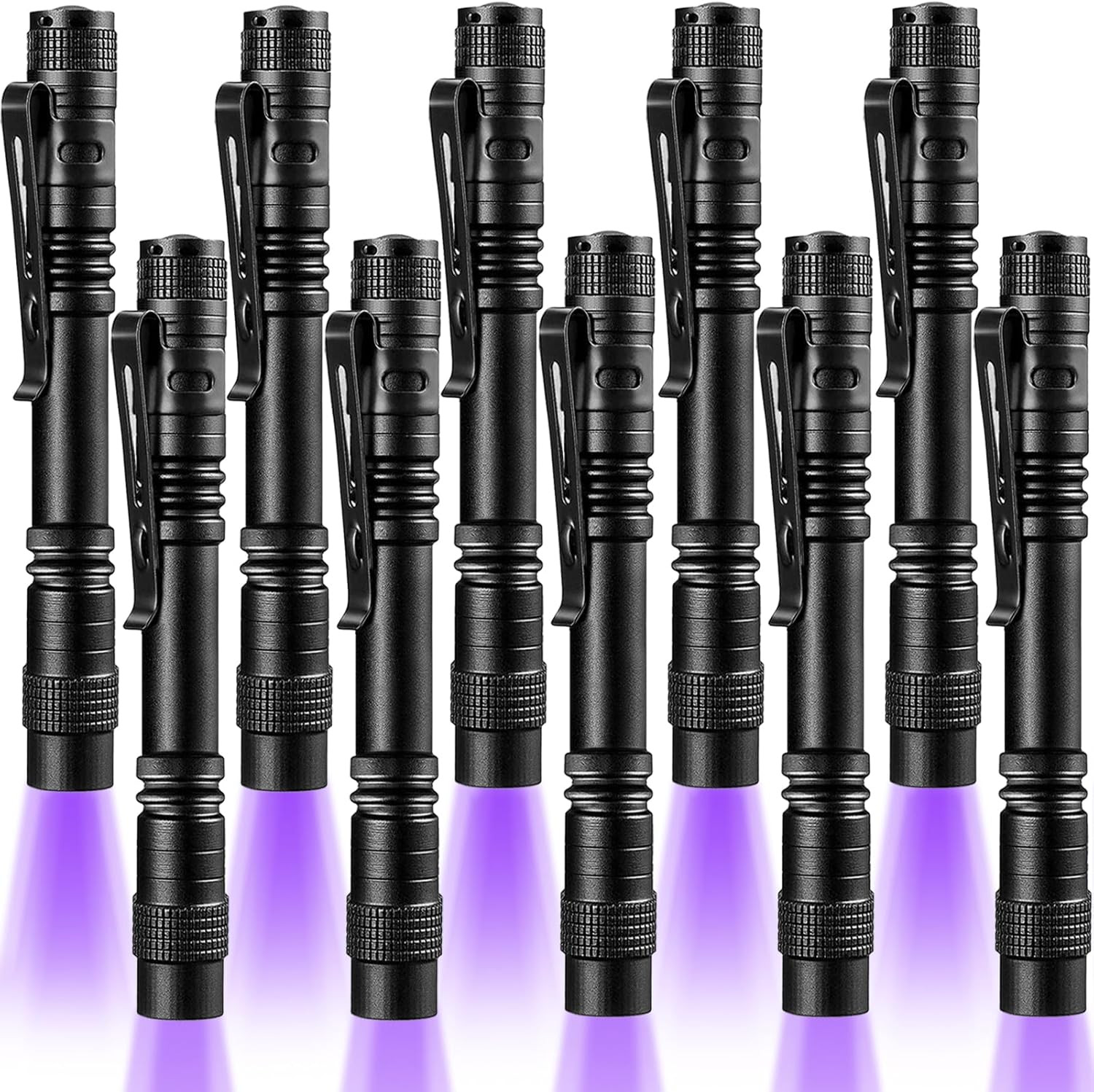 10 Pack UV Black Light Flashlight Mini 395Nm Pen Light with Clip