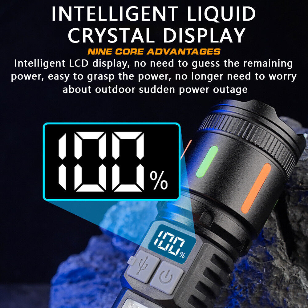 350000000 Lumen Super Bright LED Tactical Flashlight Rechargeable LED Work Light