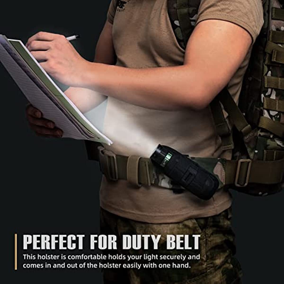 Men LED Flashlight Pouch Nylon Torch Holster Holder Belt Bag Case Black 2*6 inch