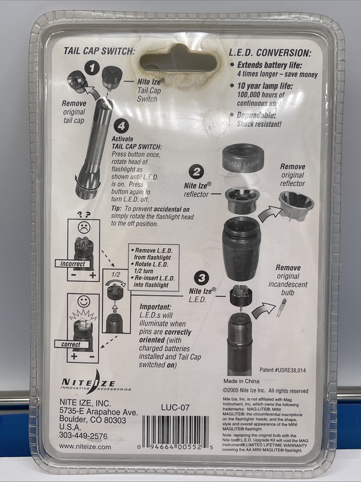 #Y5F LED Combo Upgrade Kit Mini Maglite AA Flashlight NEW Nite Ize Bright White