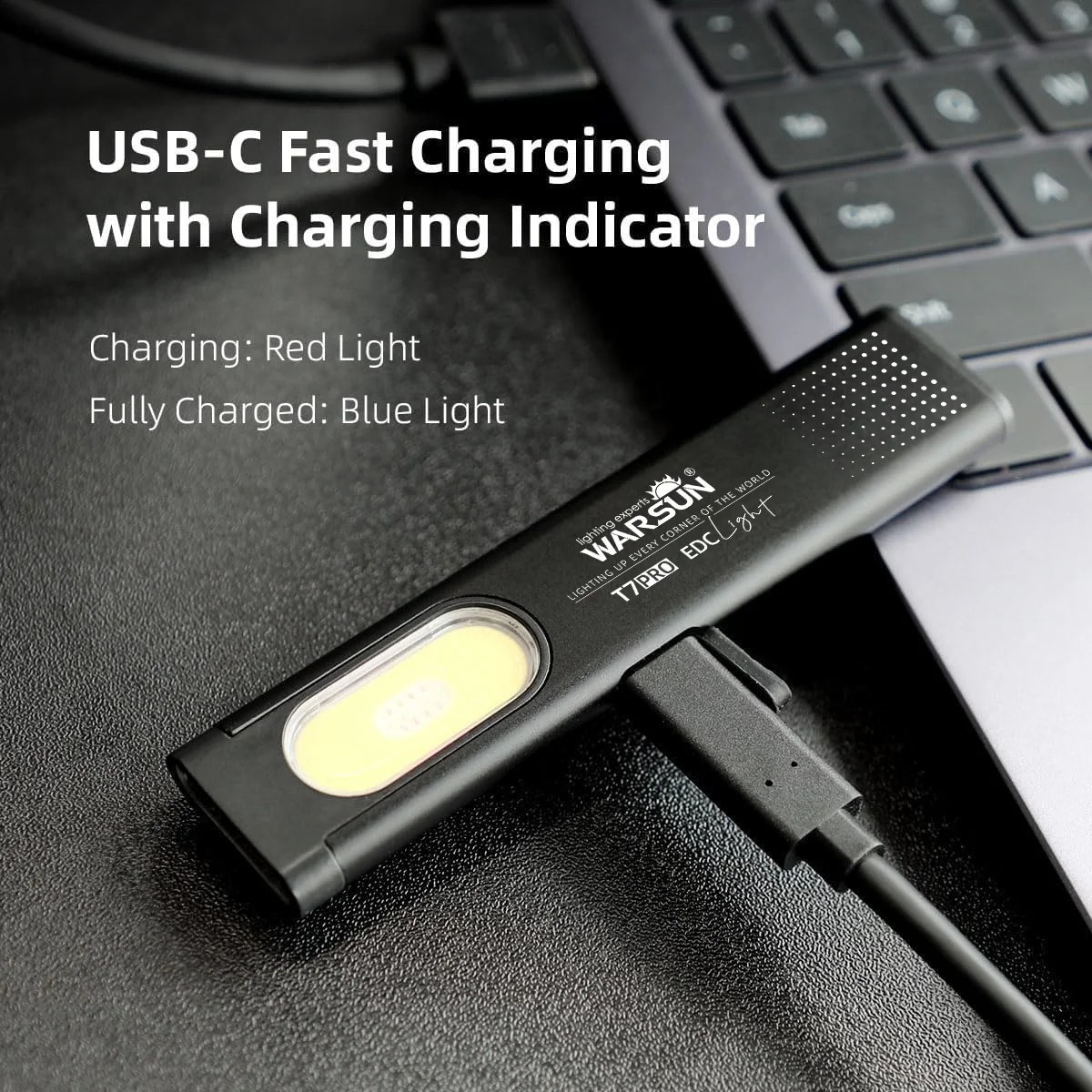 USB-C Rechargeable LED Keychain Flashlight 600Lm Mini Torch with Magnet