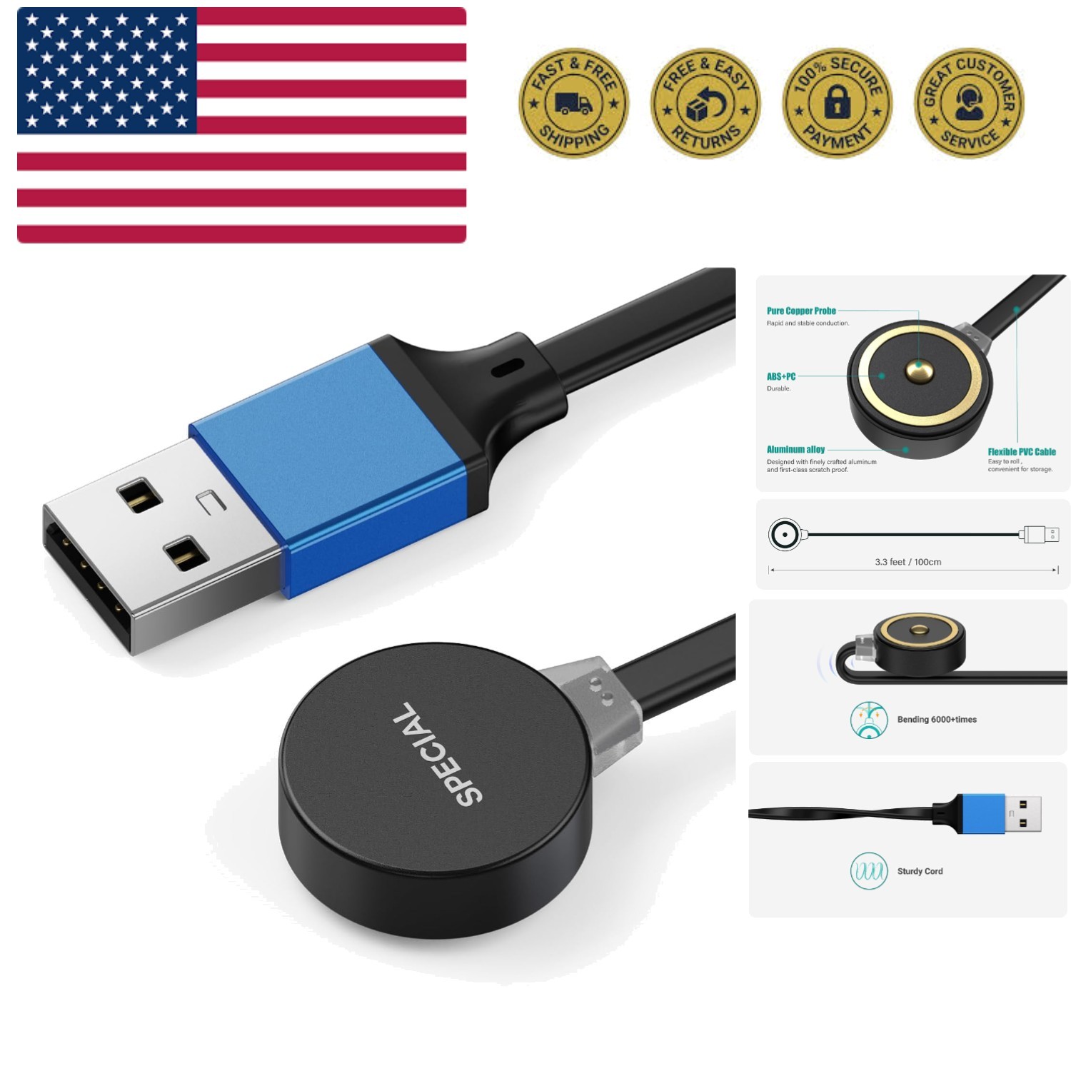 MCC S Magnetic Charging Cable Only Compatible with Olight Flashlight Baldr RL…