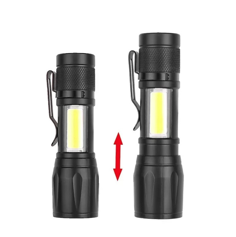 Mini LED Flashlight USB Rechargeable: COB+XPE Zoomable Tactical Torch – NEW