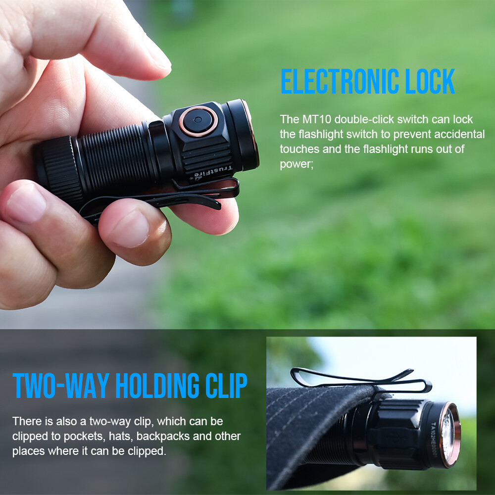 TrustFire MT10 EDC Pocket Flashlight 1000LM Type-C Quick Charging LED MINI Torch