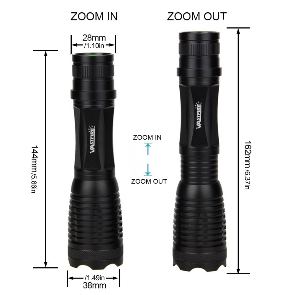 800Yards Zoomable LED Hunting Rechargeable Flashlight,5 Modes Light For Camping