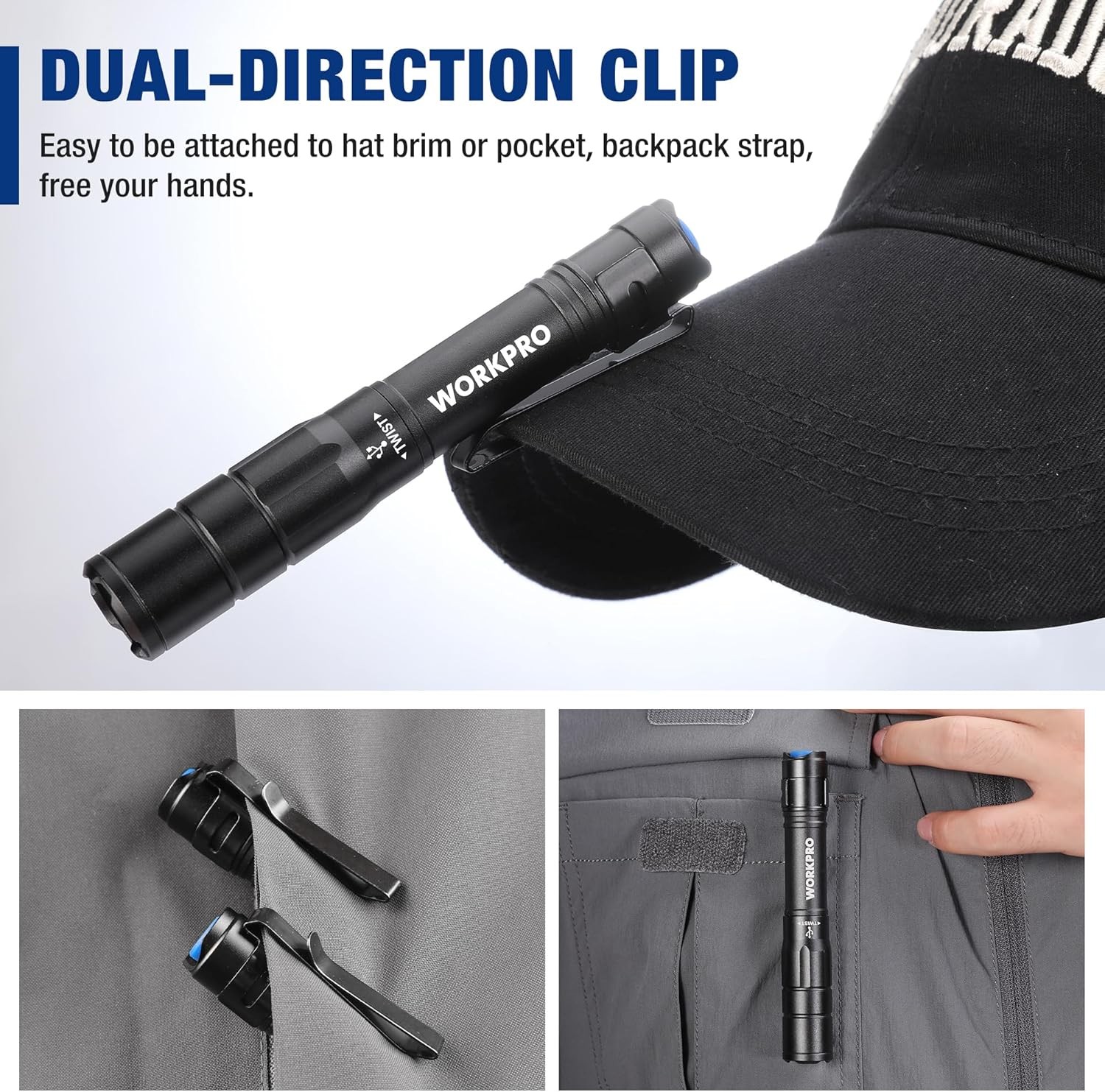 Mini Rechargeable Pen Light Flashlight 2 Packs Pocket Flashlight 2 x USB C Cable