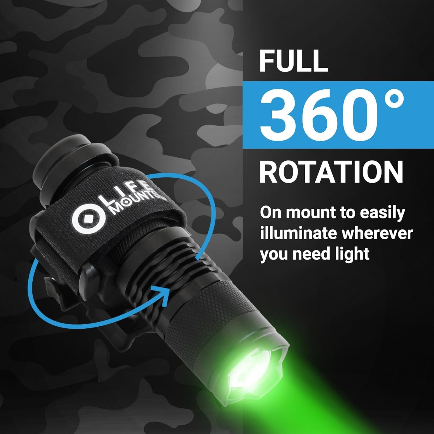Tactical Helmet Flashlight Mount – 3.5 x 1.5 in, Green LED – Hands-Free Light…