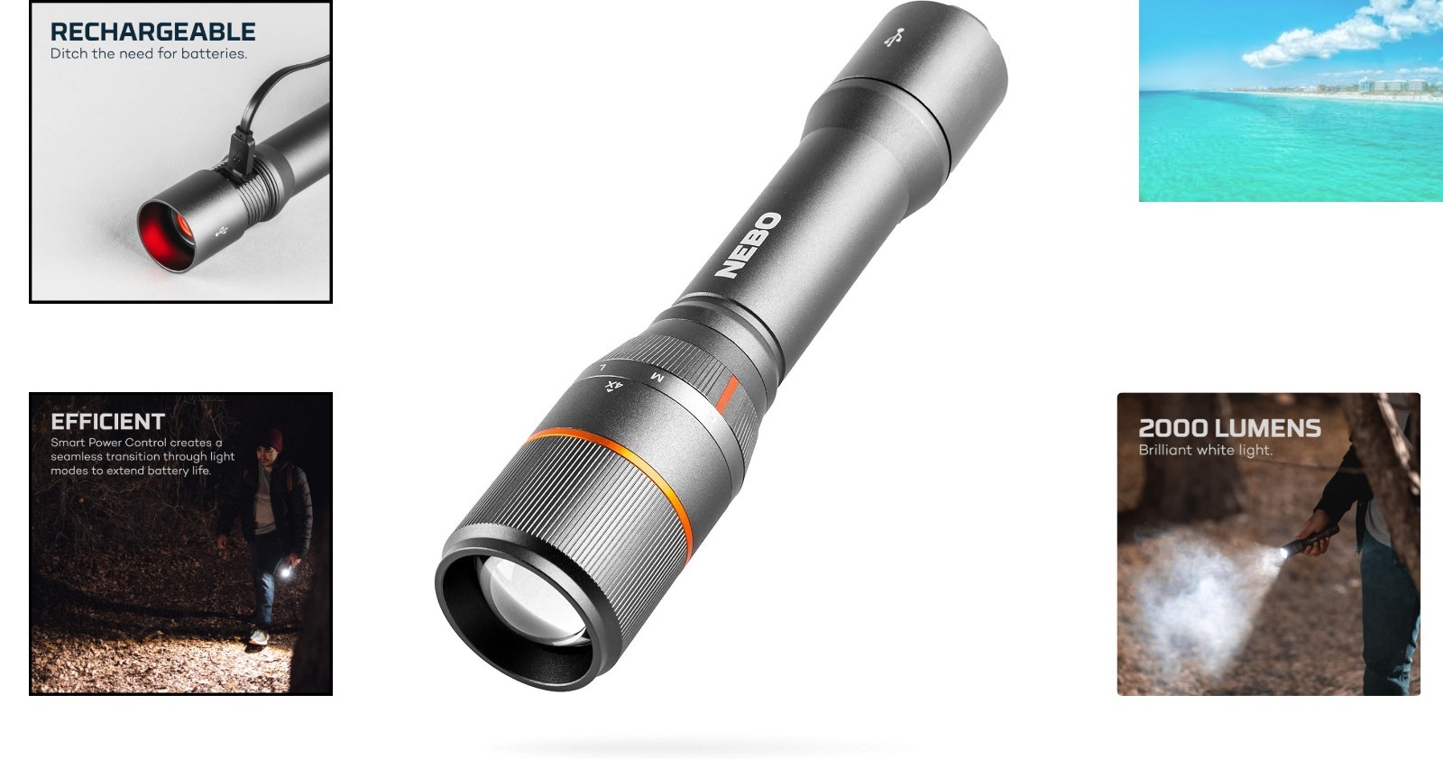 Davinci Compact LED Flashlight & Portable Charger: 2000 Lumens of Brilliance