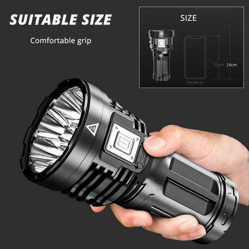 Super Bright 12000000LM 8 LED Flashlight USB Rechargeable Tactical lights Lot