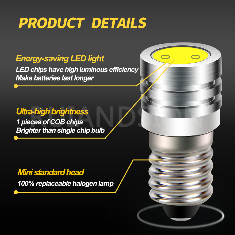 Screw E10 COB LED Replace Bulb Lamp For Torch Bicycle Car Lantern DC 3V 6V 12V