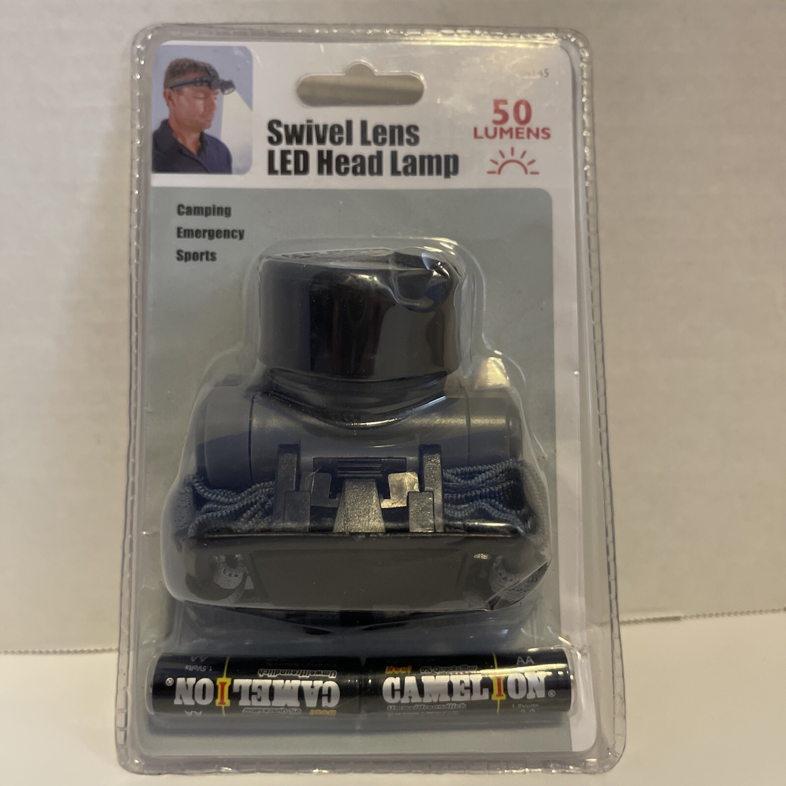 Swivel Lens LED 50 Lumens Headlamp Flashlight with Headband Strap Black/Gray