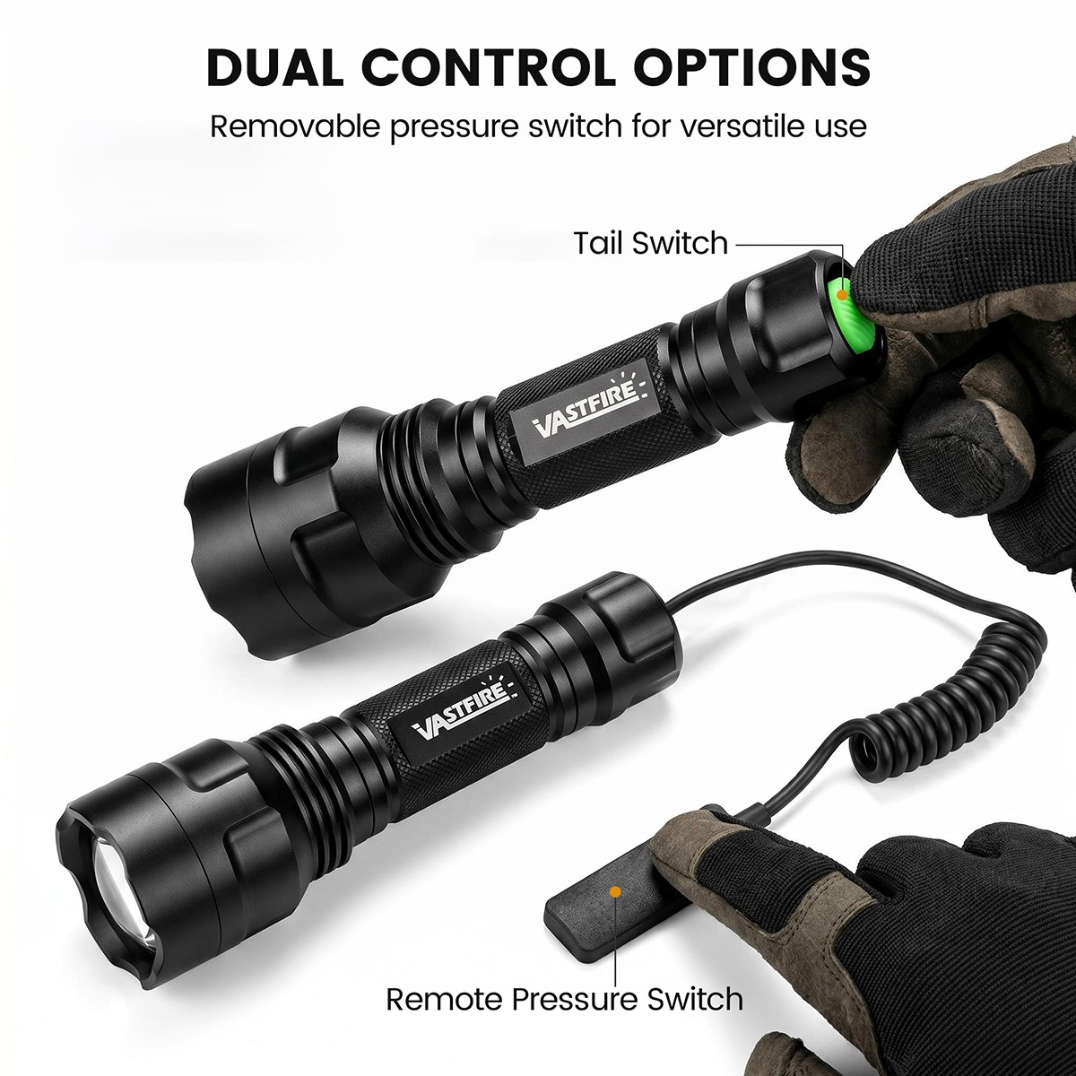 500Yards LED Flashlight Hunting Night Light Torch With Scope Mount 20mm Rail