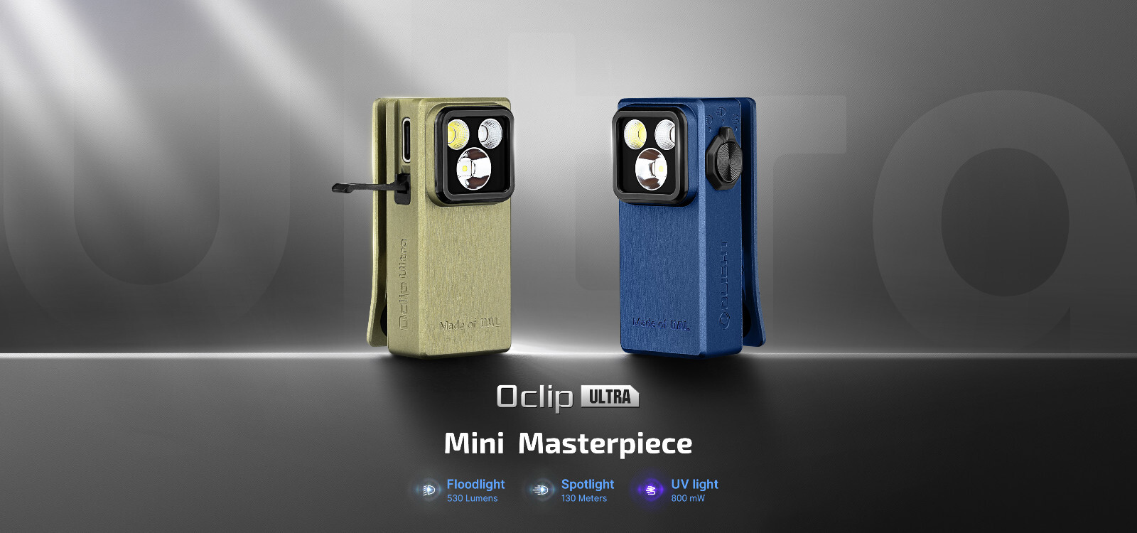 Olight Oclip Ultra Clip-On Light w/Flood, Spot, & UV Modes, 530 Lumens, OAL