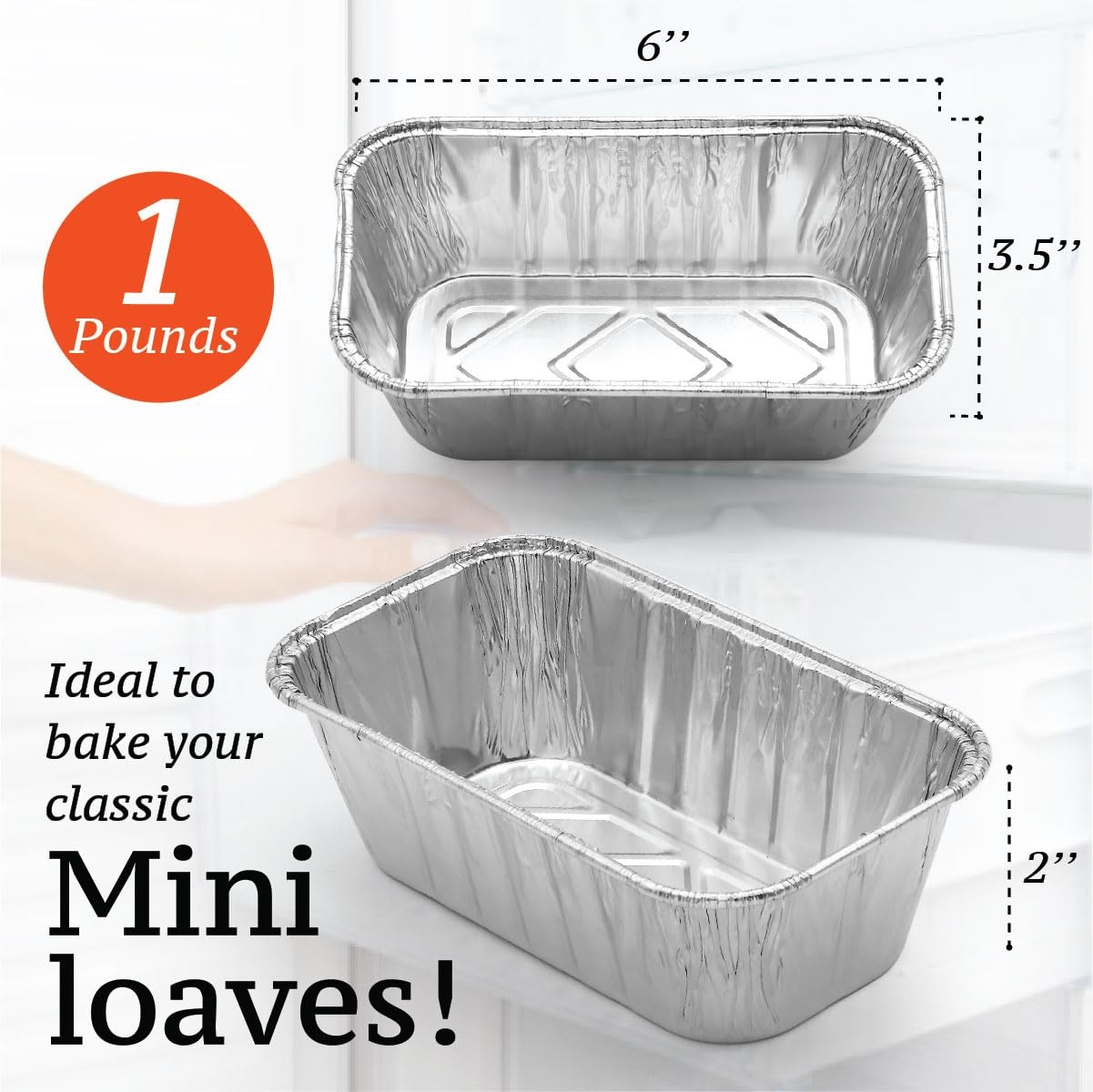 Spare Essentials (55 Pack) 1LB Mini Foil Loaf Pans – 1 Pound Pack of 55, 1 LB