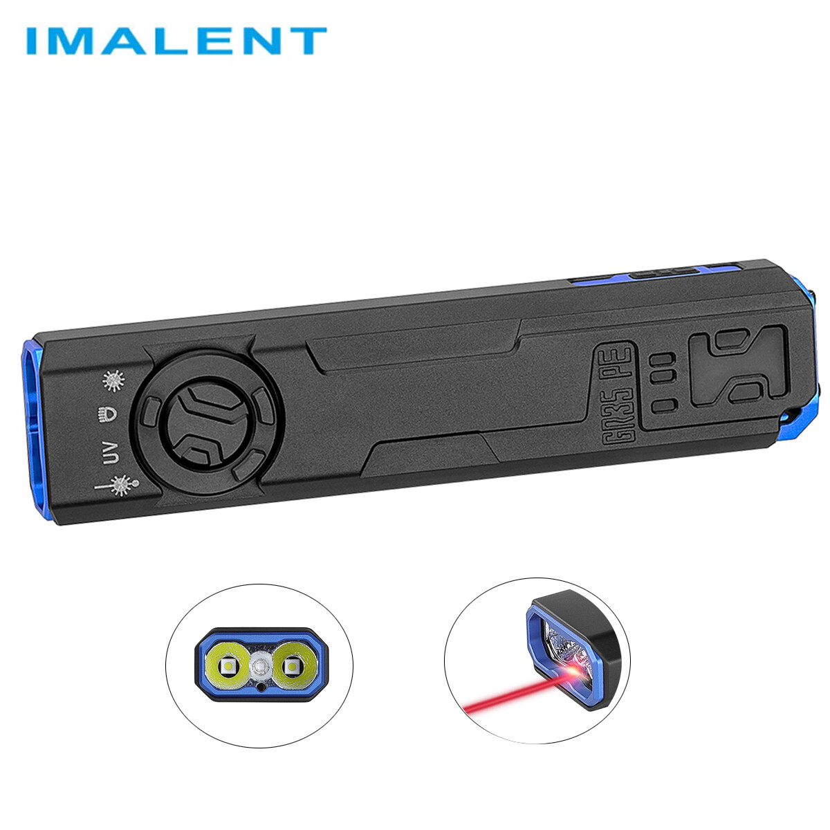 IMALENT GR35 Flat EDC Flashlight 2800 Lumens Pocket Light Red Beam & UV 365nm