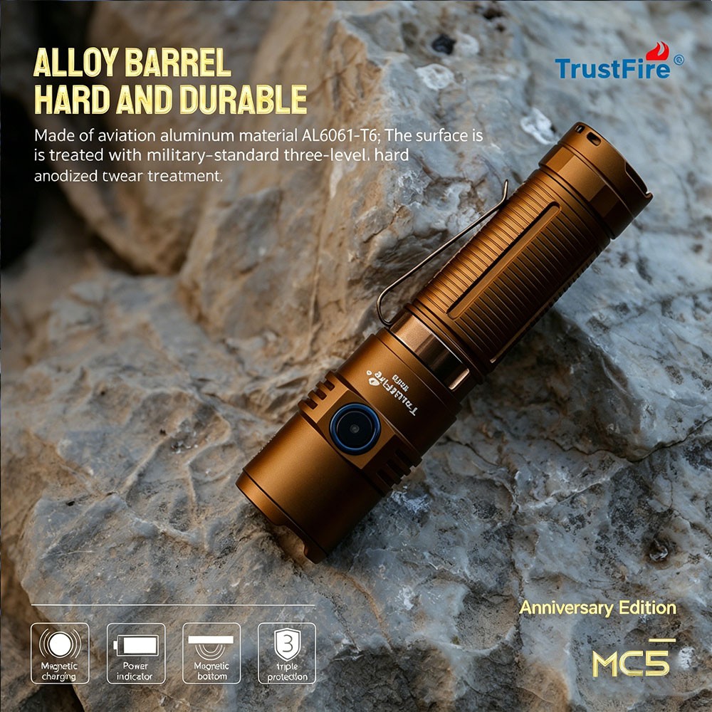 TrustFire MC5 3300Lumen Magnetic LED Flashlight Powerful Waterproof