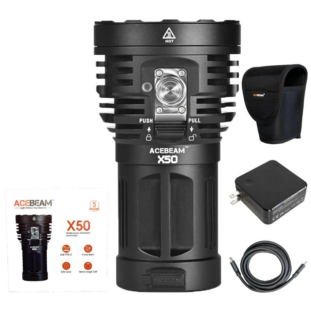 Acebeam X50 Rechargeable LED Flashlight 4,0000 Lmn 800m throw Cool White 6500K