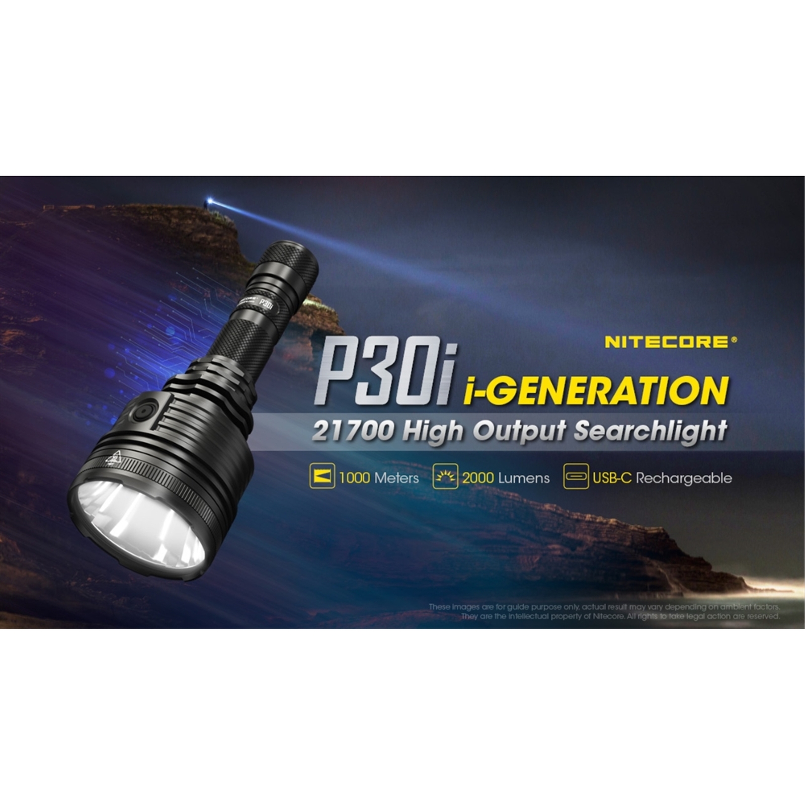 ~NEW~ Nitecore P30i 2000 Lumen 1093 Yard Long Throw Flashlight Hunting Kit
