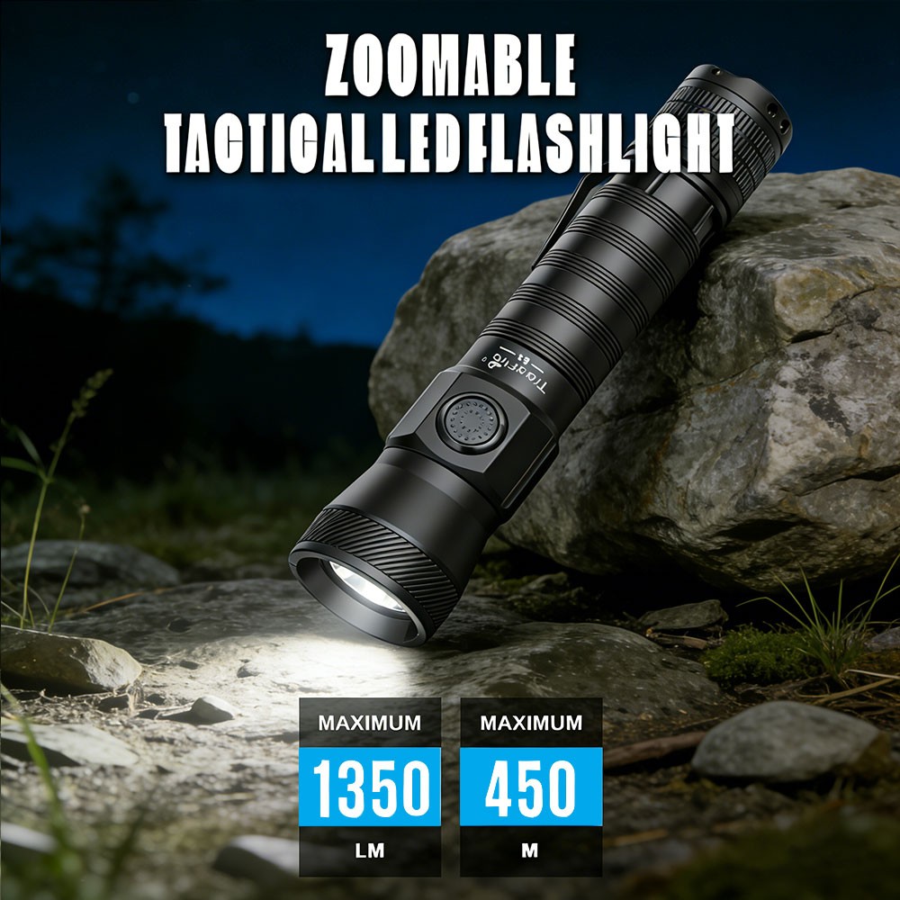 Trustfire 1350 Lumen Zoomable Rechargeable 450M Tactical LED Flashlight TORCH