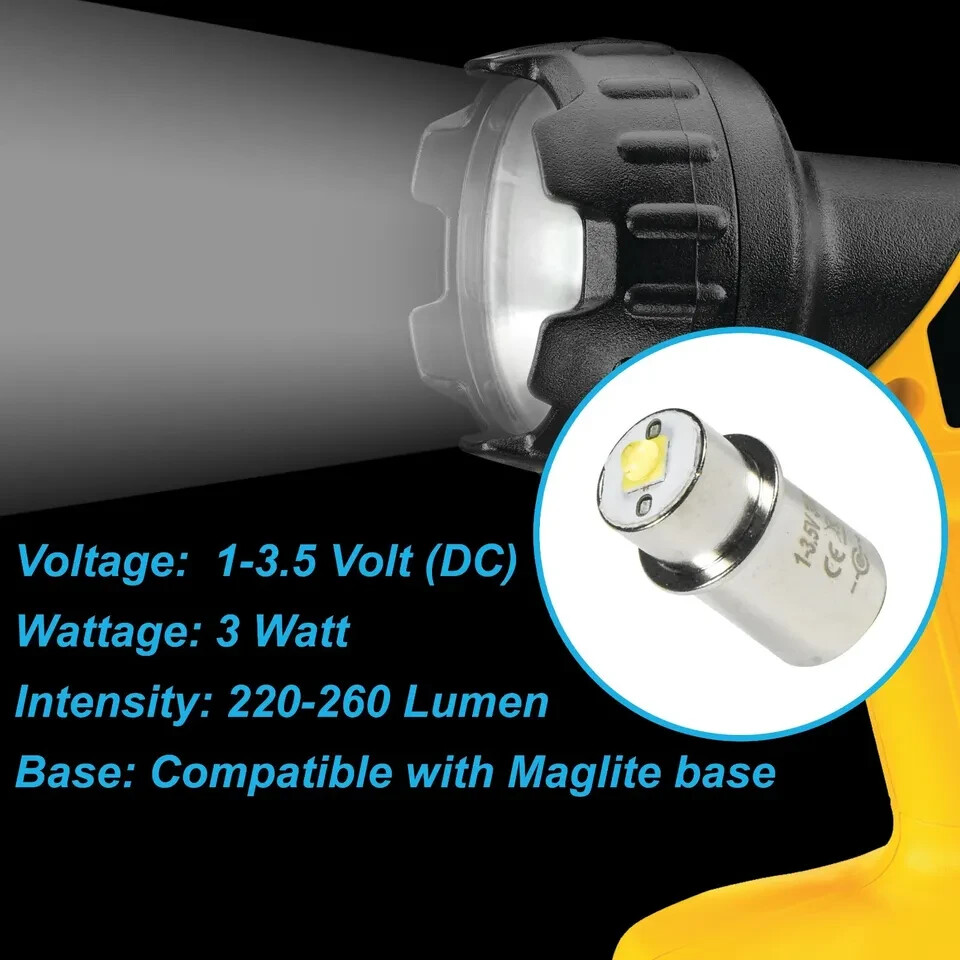 3W LED Upgrade Bulb for Mag-Lite 2 3 D C Cell LWSA201 White Star Krypton