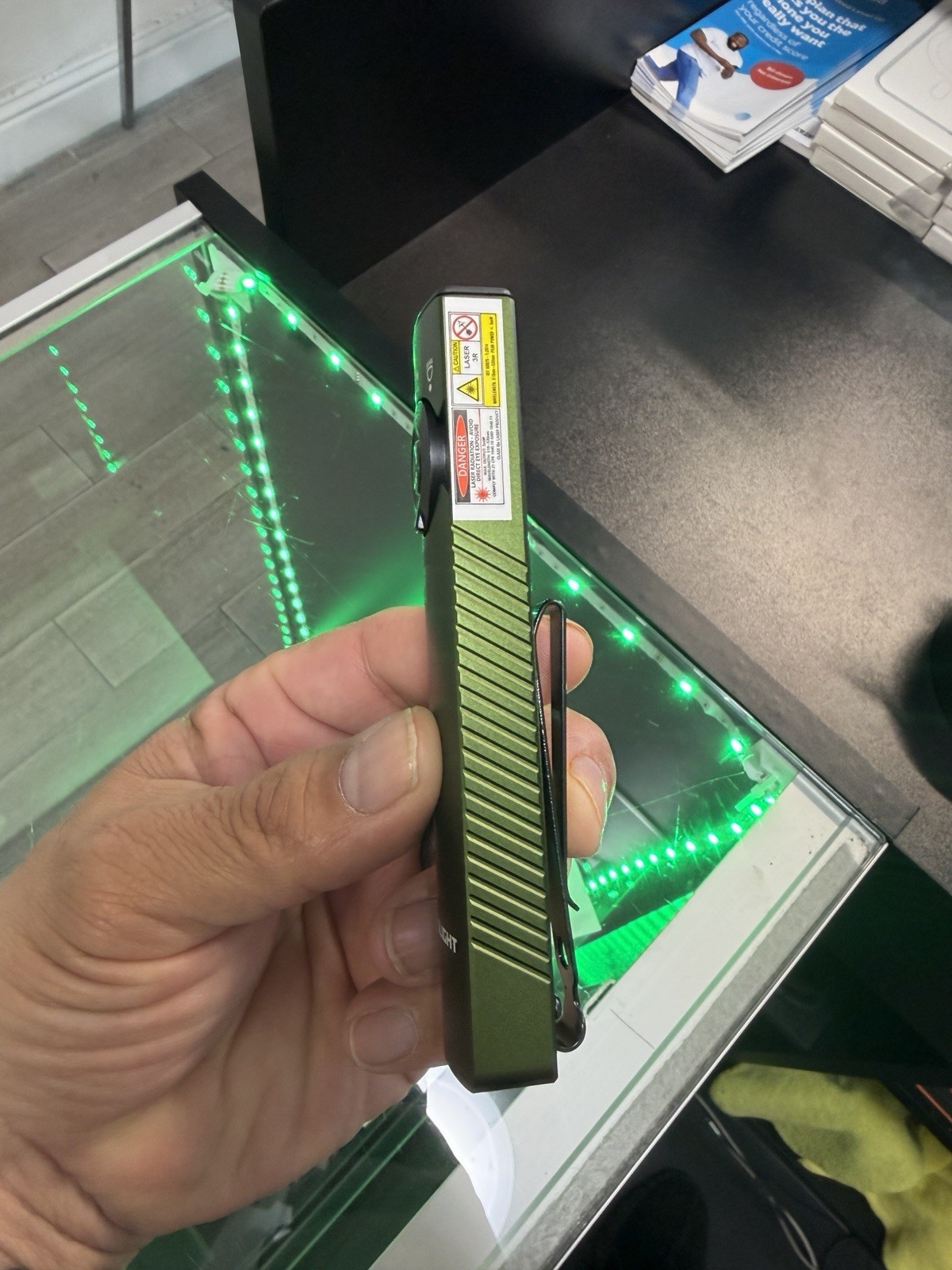 Olight Arkfeld Pro OD Green CW Flat EDC Flashlight, LED/UV/Green Beam 1300 Lu