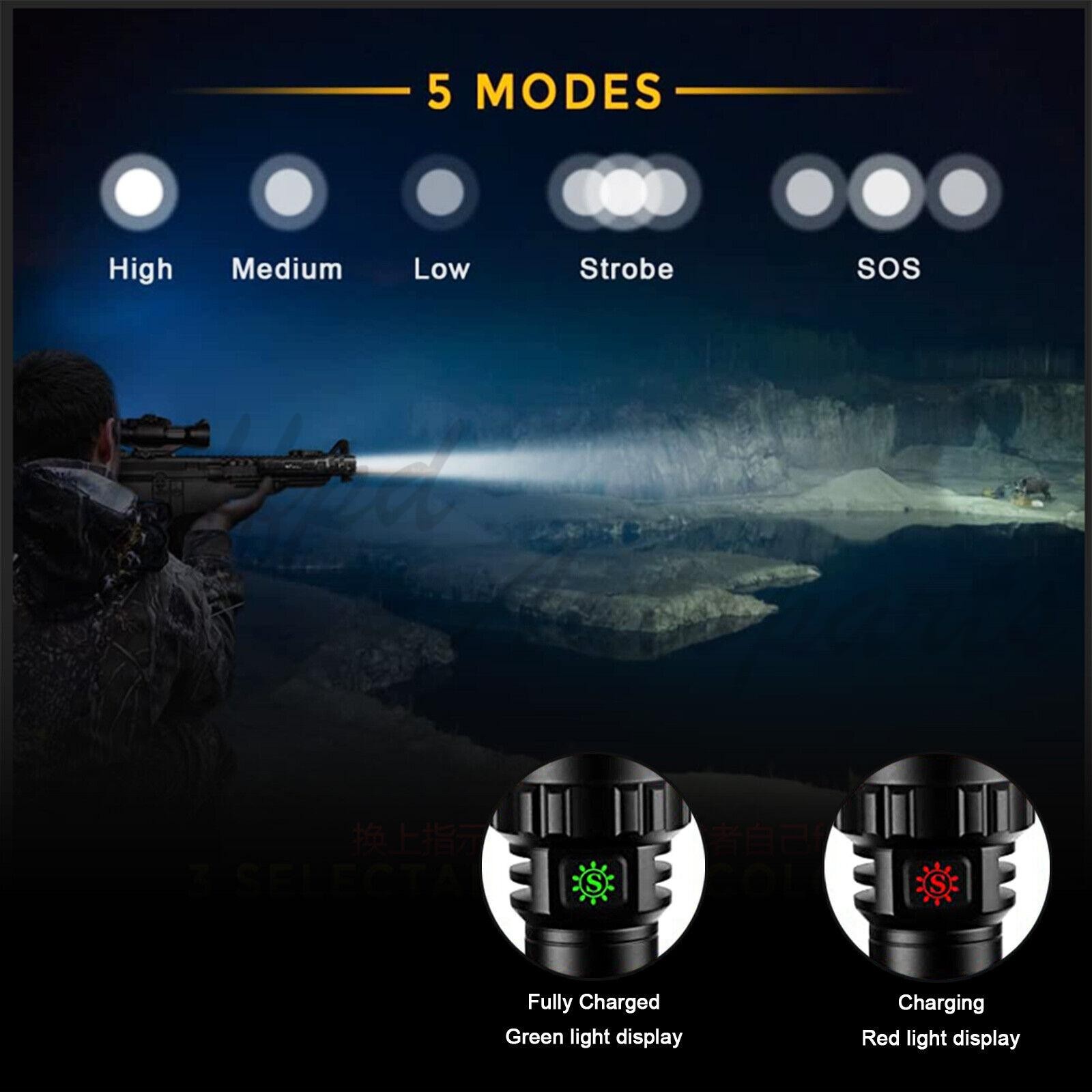 1/2Pack Tactical Gun Flashlight with Picatinny Rail Mount for Hunting Shooting