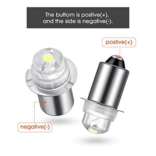 2Pcs 3V P13.5S LED Flashlight Bulb Replacement 30 Lumen for AA C D Cell Flash…