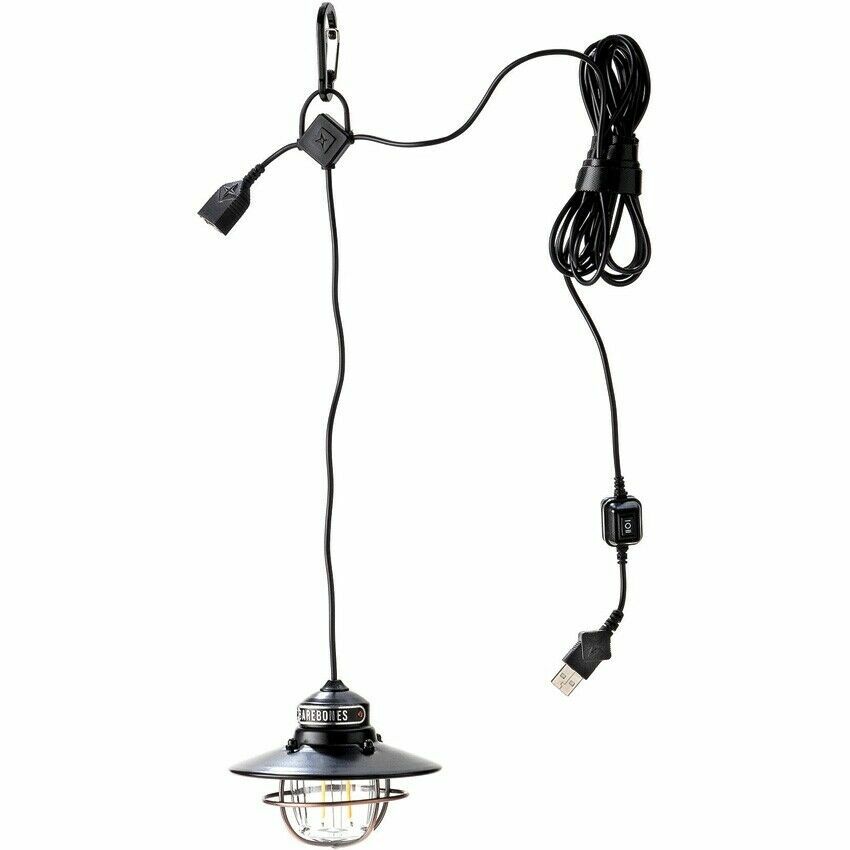 Barebones Living Edison Pendant Light Bronze USB-Powered 10-Foot Cord Carabiner