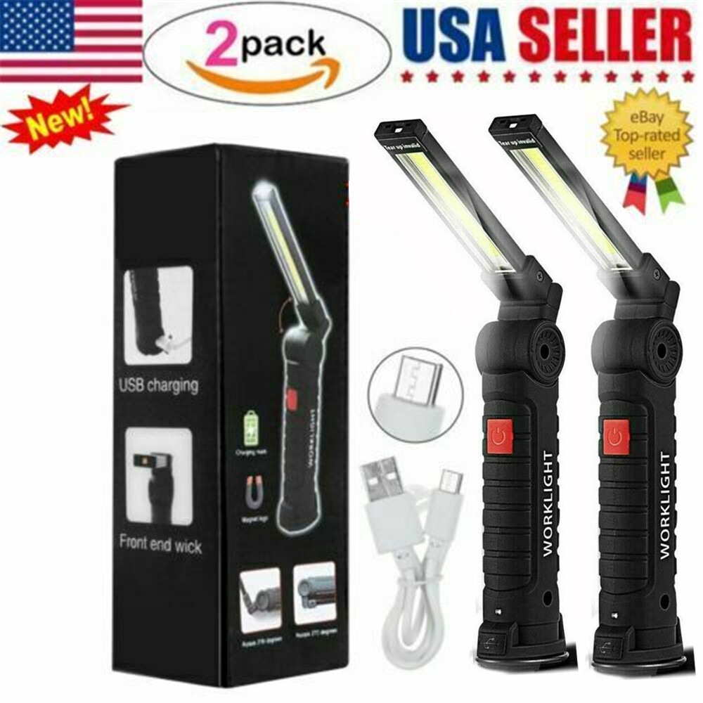 Rechargeable COB LED Slim Work Light Bright Flashlight Magnetic Inspection Lamp