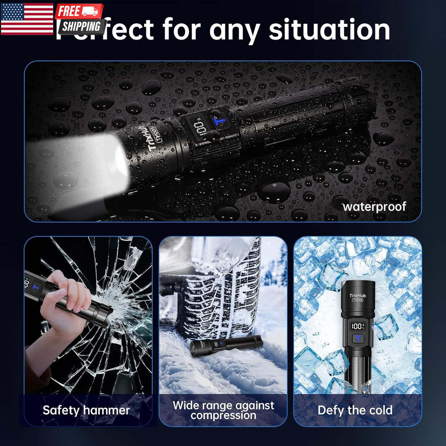 Rechargeable Flashlights 2 Pack, Super Bright High Lumens Flash Light, 5 Modes Z