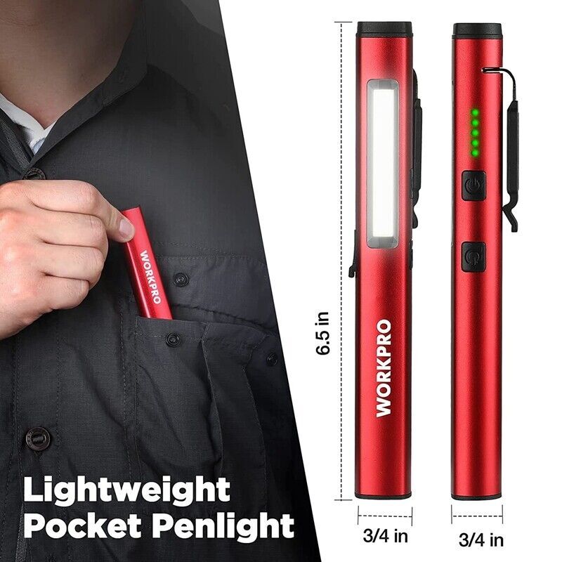WORKPRO Rechargeable Pen Light Multifunctional Penlight for Mechanic Emergency