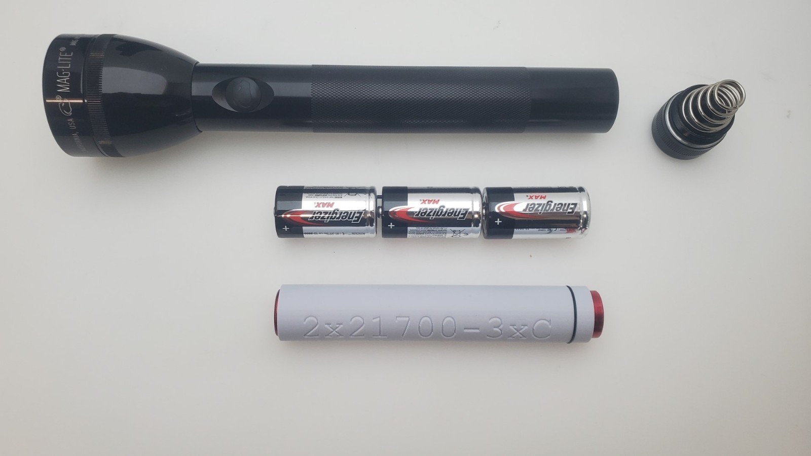 2x 21700 to 3C Cell Battery Sleeve for Maglite ( Batteries not included)