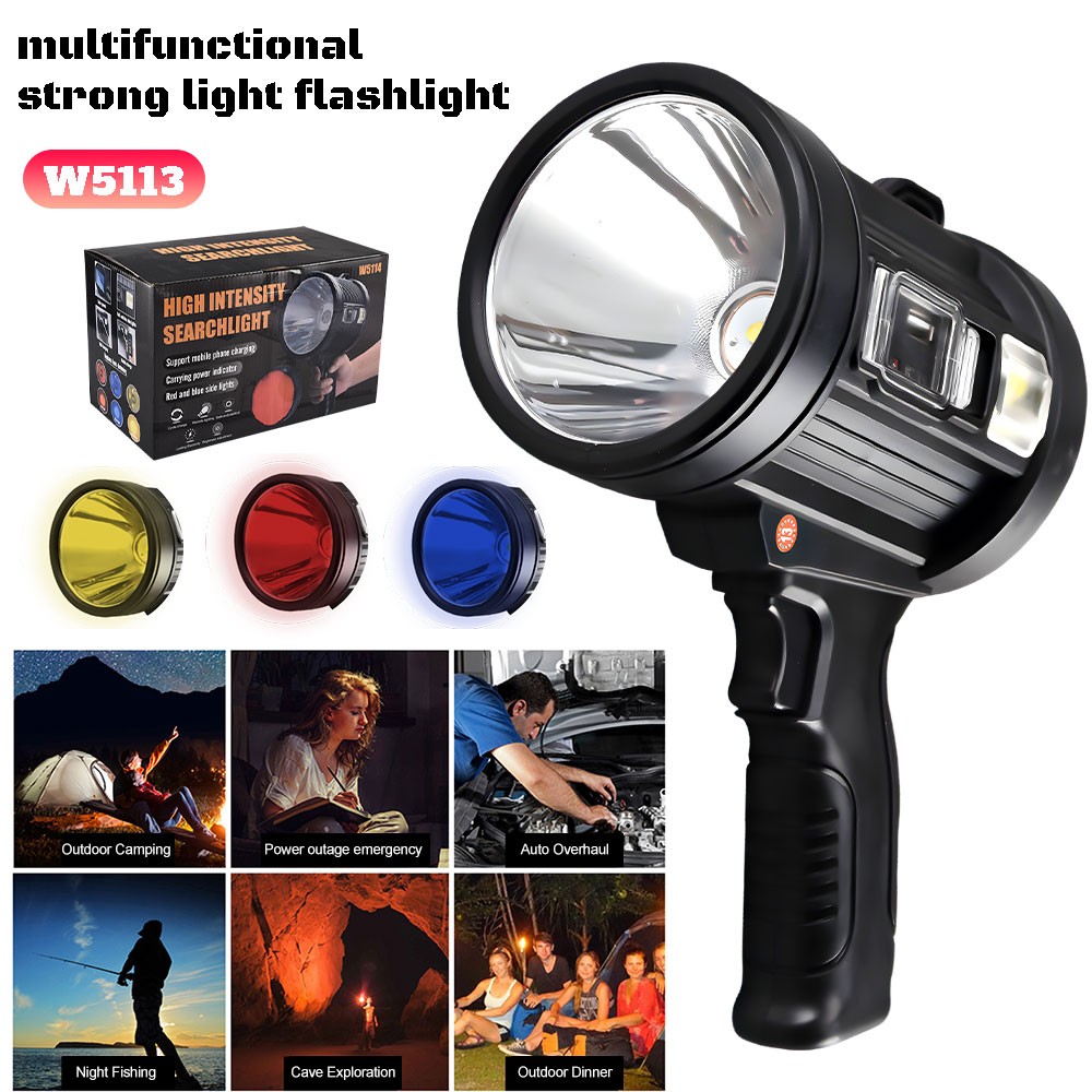 1-4PACK Solar Spotlight Flashlight Handheld Flashlight Hunting Lamp Rechargeable