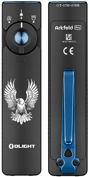 Olight Arkfeld Pro Black CW Eagle Flashlight, LED Light/Green Beam/UV, 1300 L