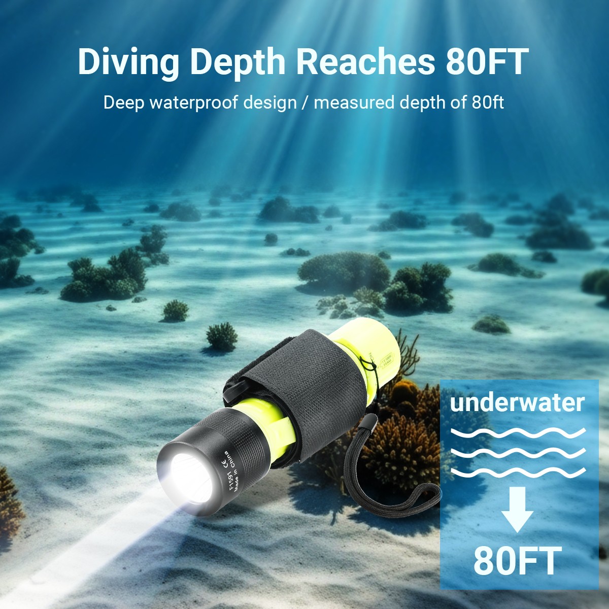 2x Underwater 80ft Scuba Diving Flashlight Waterproof Dive Torch Snorkeling Lamp