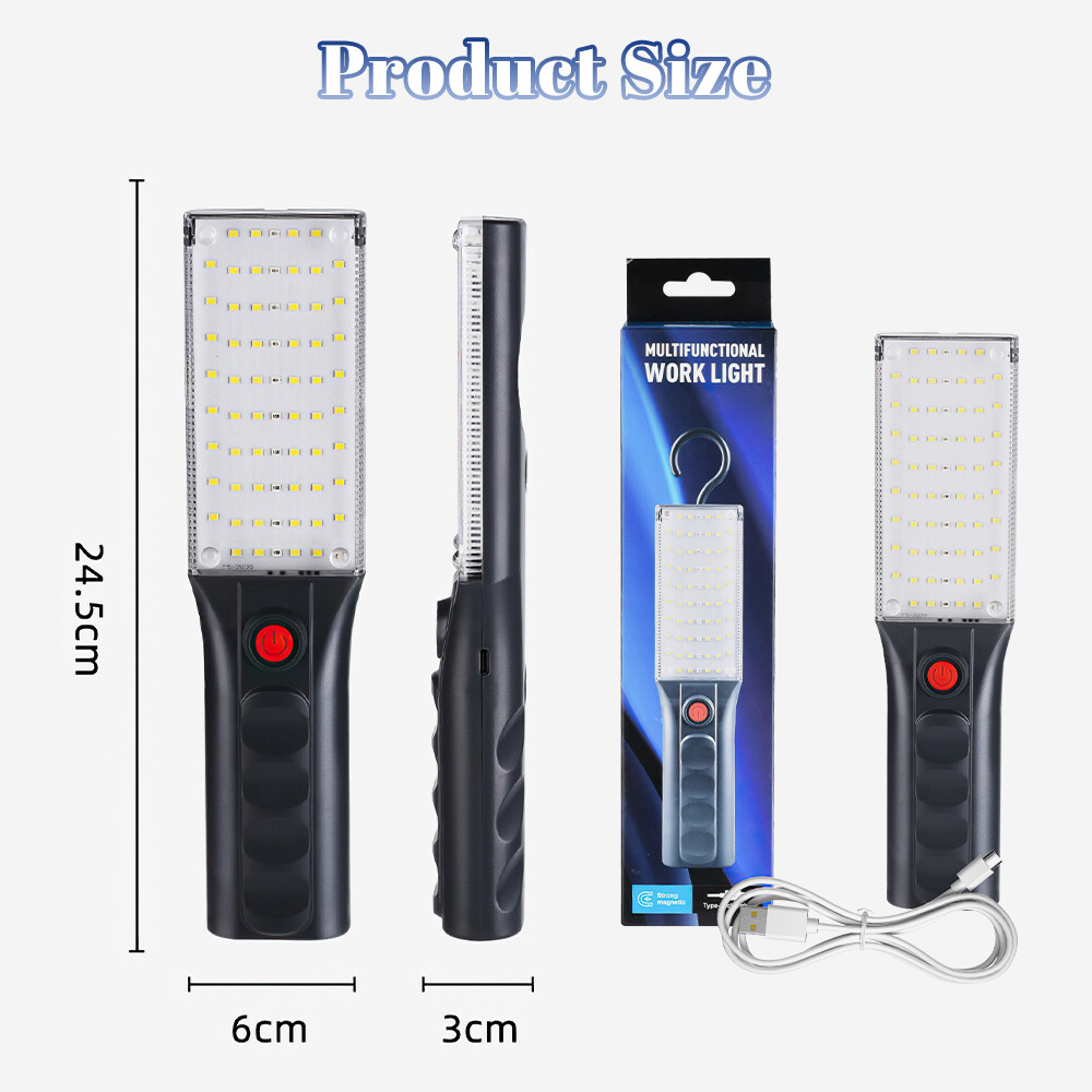 Work Light LED COB Mechanic Flashlight Lamp Rechargeable Magnetic Base Hook
