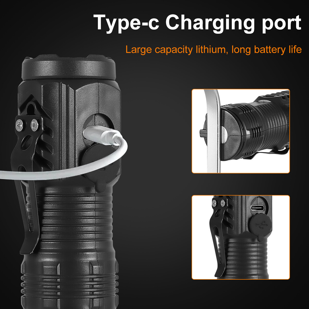 1-100 X Super Bright LED Tactical Flashlight USB Rechargeable Lamp 5 Modes Light