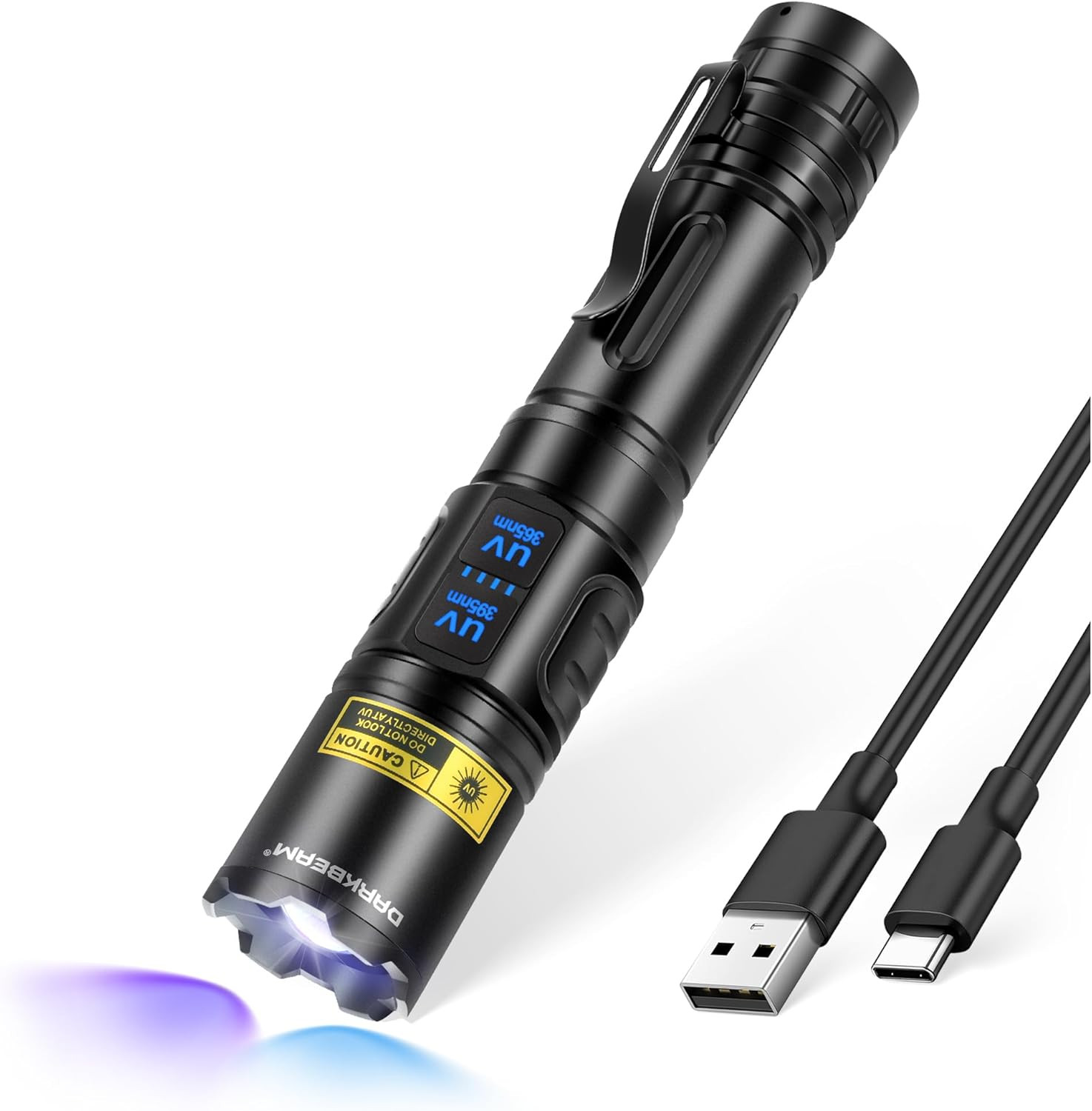 UV Flashlight 365nm & 395nm Dual Black Light, Blacklight USB Rechargeable LED…