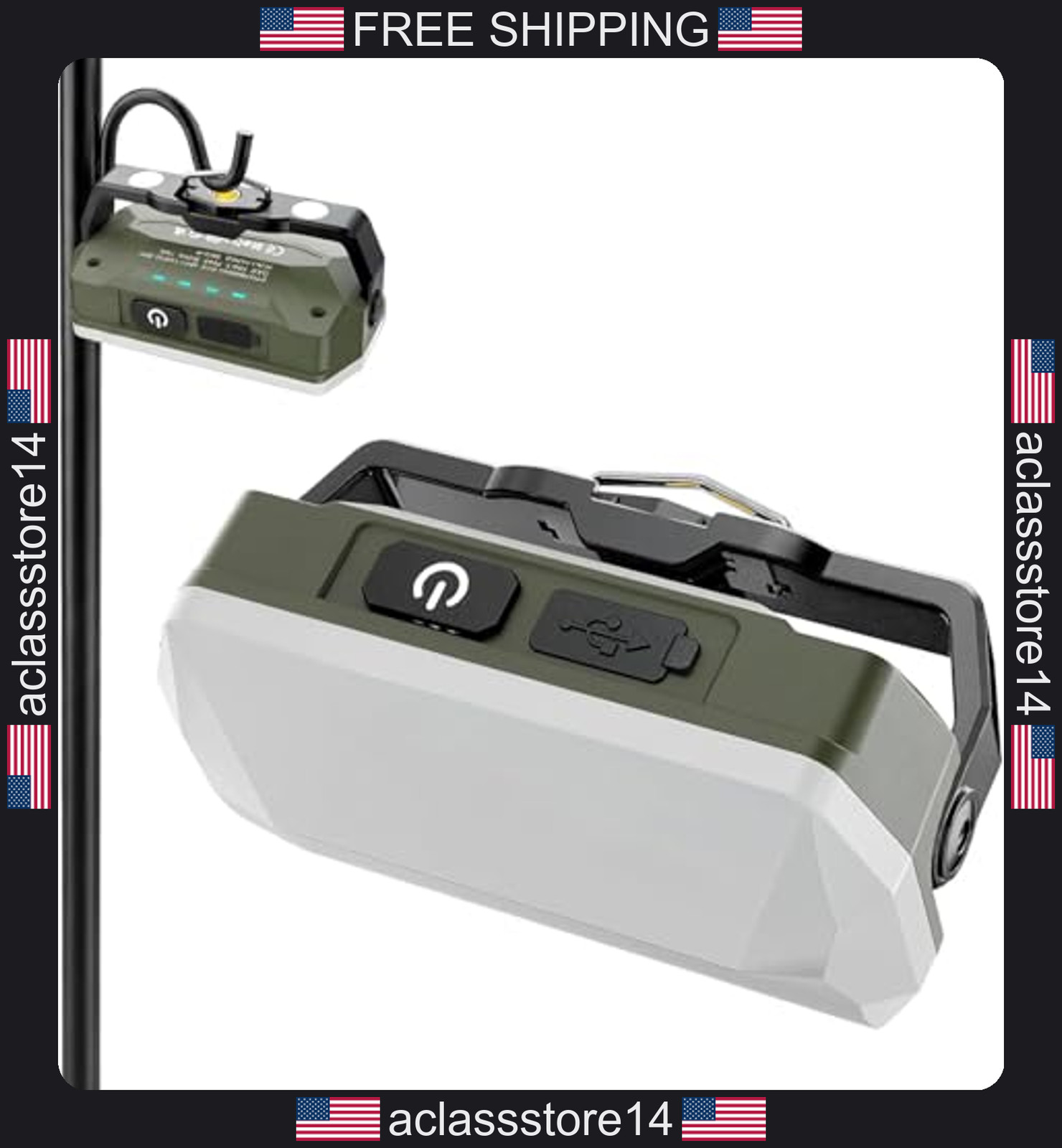 Rechargeable Waterproof LED Flashlight with Magnet Hook 3 Color Temperatures