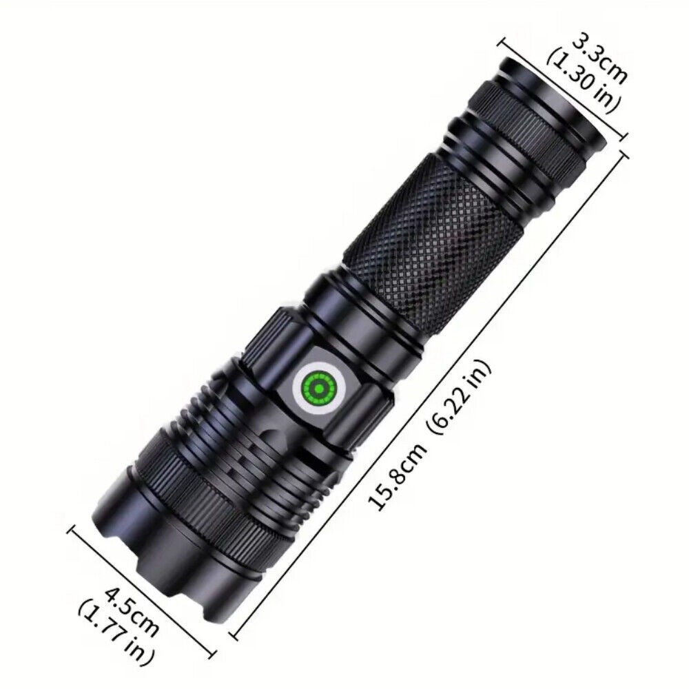 Flashlight 30W LEP Super Bright Torch Hunting White Light Built-in Battery US