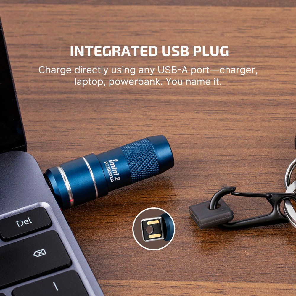 Olight imini 2 Midnight Blue Rechargeable Mini Keychain Flashlight, 50 Lumens