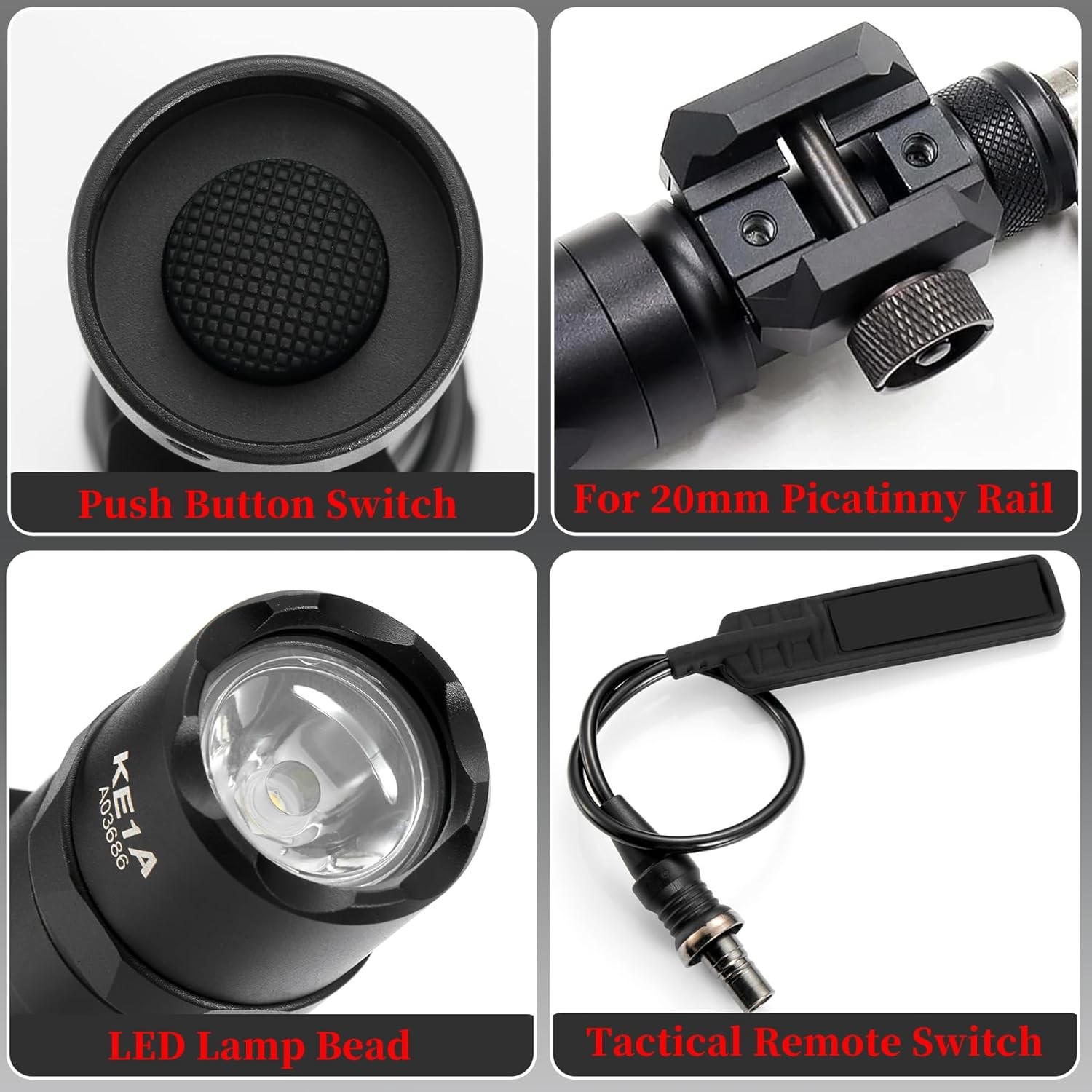 Tactical Weapon Light Flashlight M300B Pressure 20mm Rail Mount 520 Lumens SF