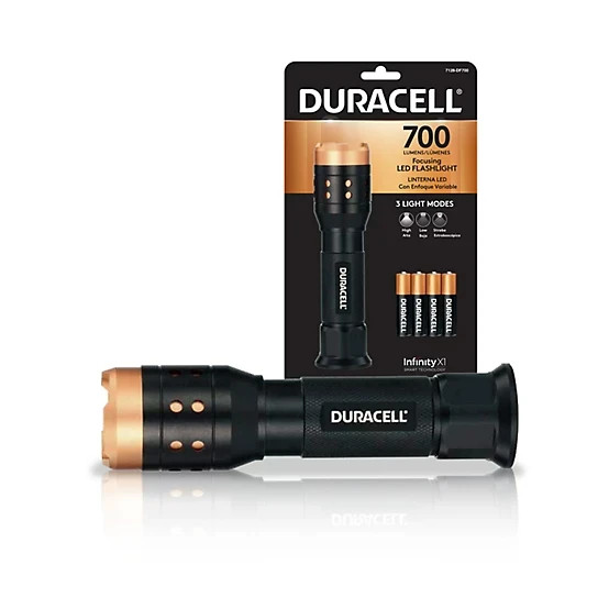 Duracell 3 Mode (High/Low/Strobe) LED Flashlight, 700 Lumens 4 AAA Batteries Inc
