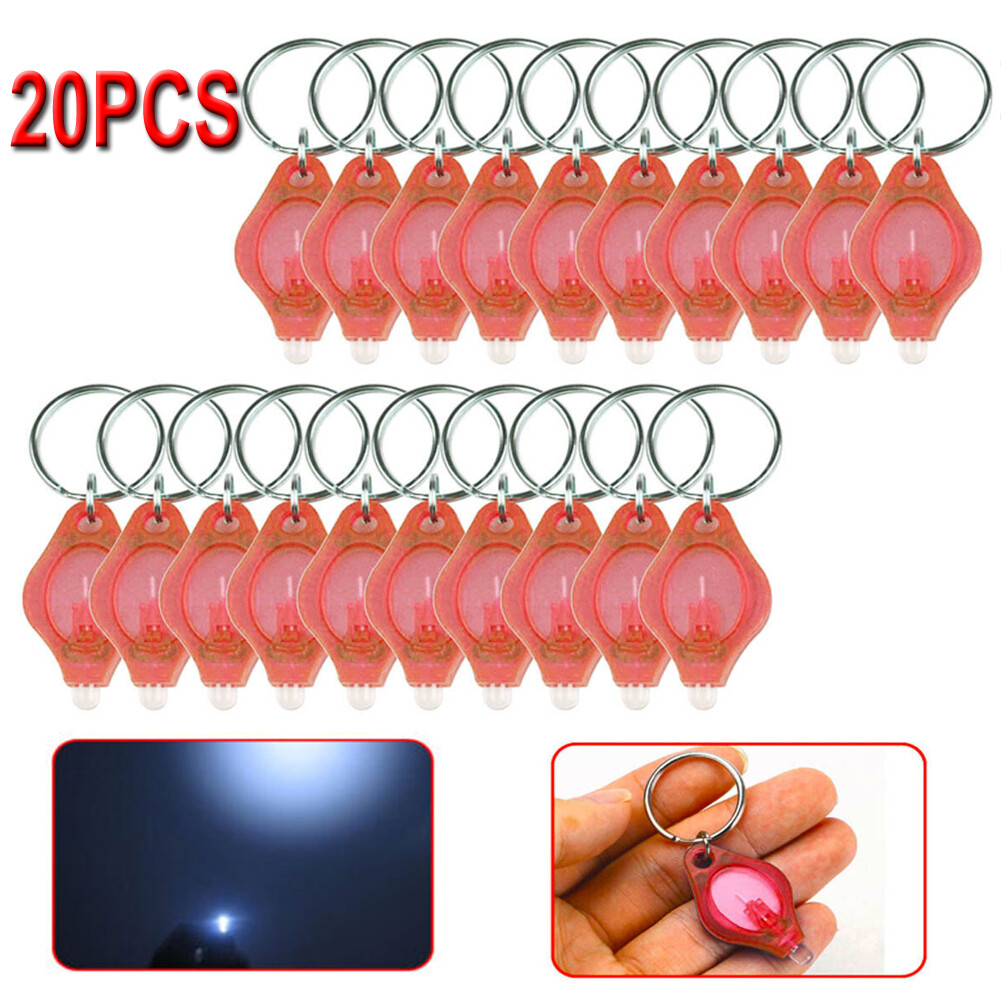 10/20 PCS Mini LED Keychain Flashlight Key Ring Light Bright Torch Lamp Torch