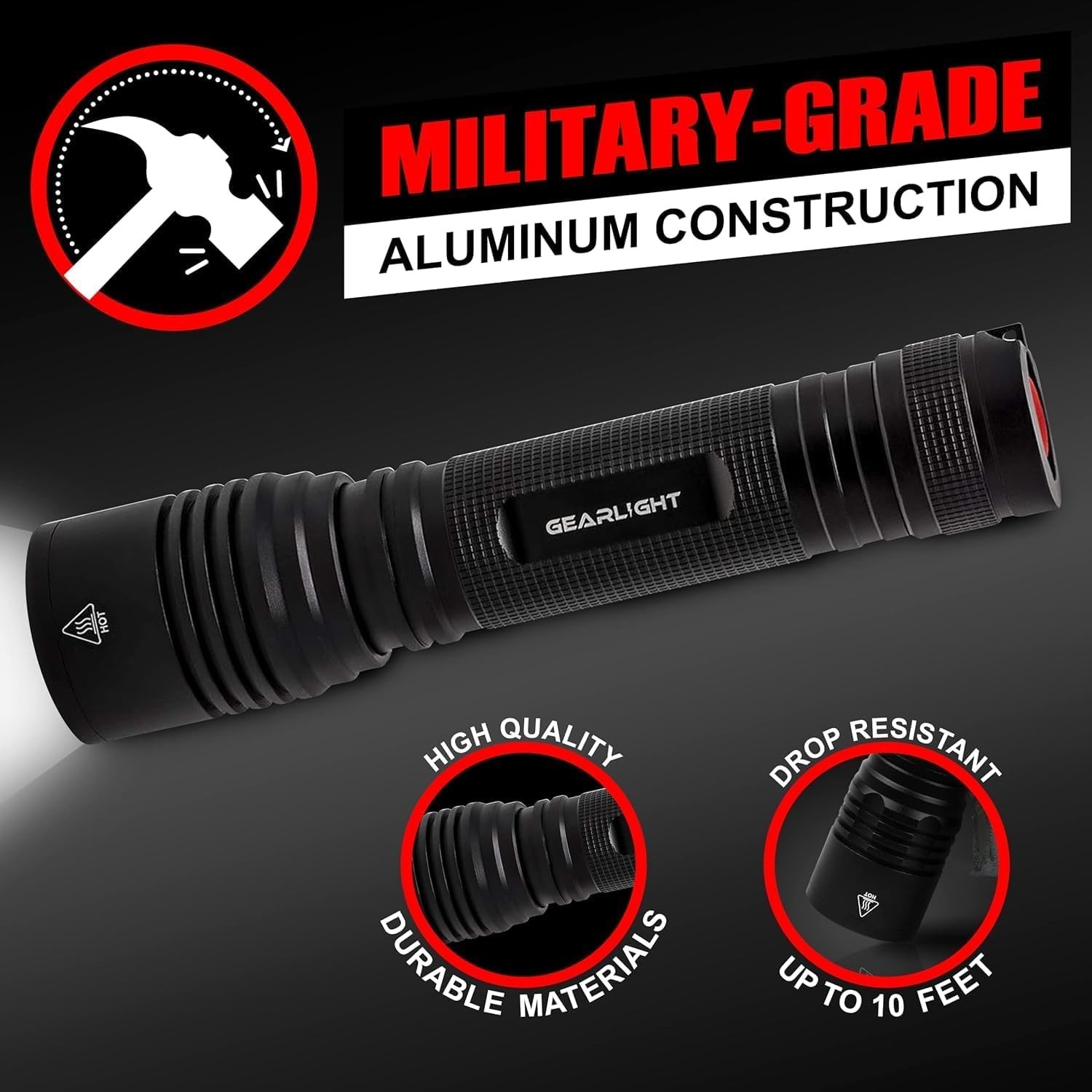 GearLight S2000 LED Flashlight High Lumens – Super Bright, Powerful, & Tactical