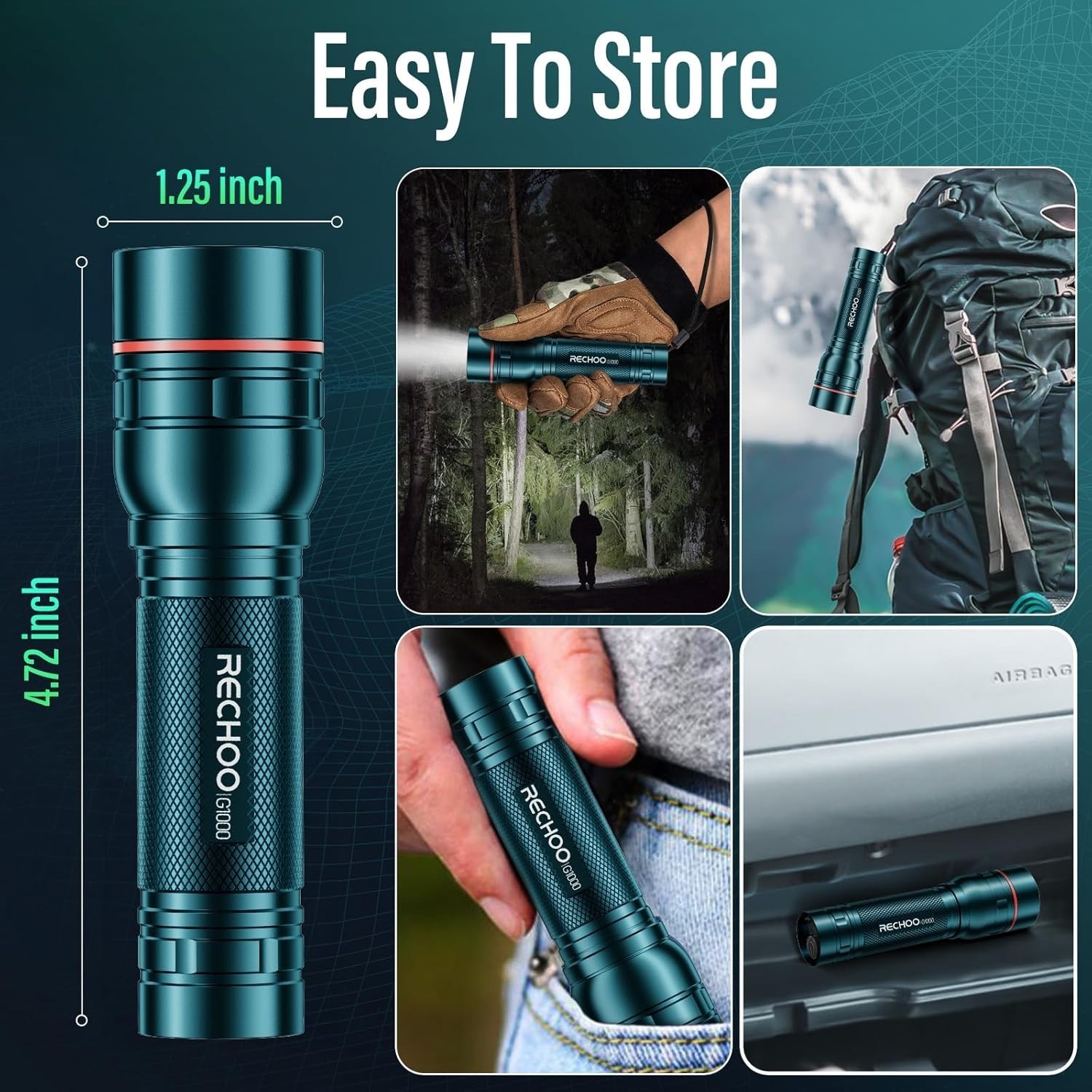 Compact Teal Blue LED Flashlight – Lightweight & Waterproof for Emergencies