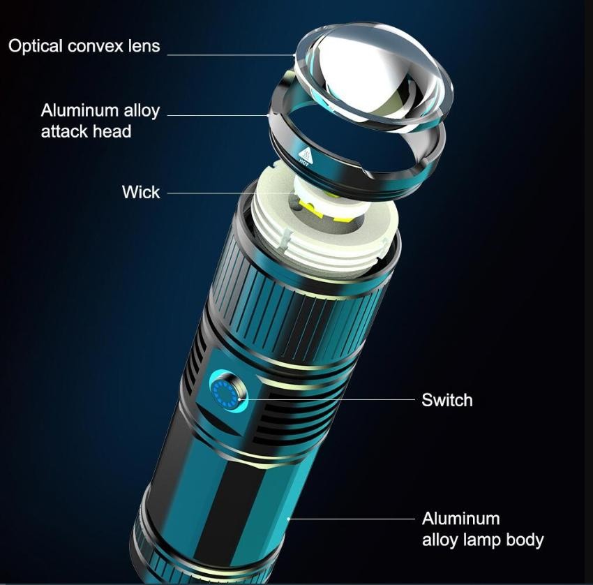 Strong LASER LEP Flashlight Torch Zoom USB Rechargeable 30W 30000LM White Light