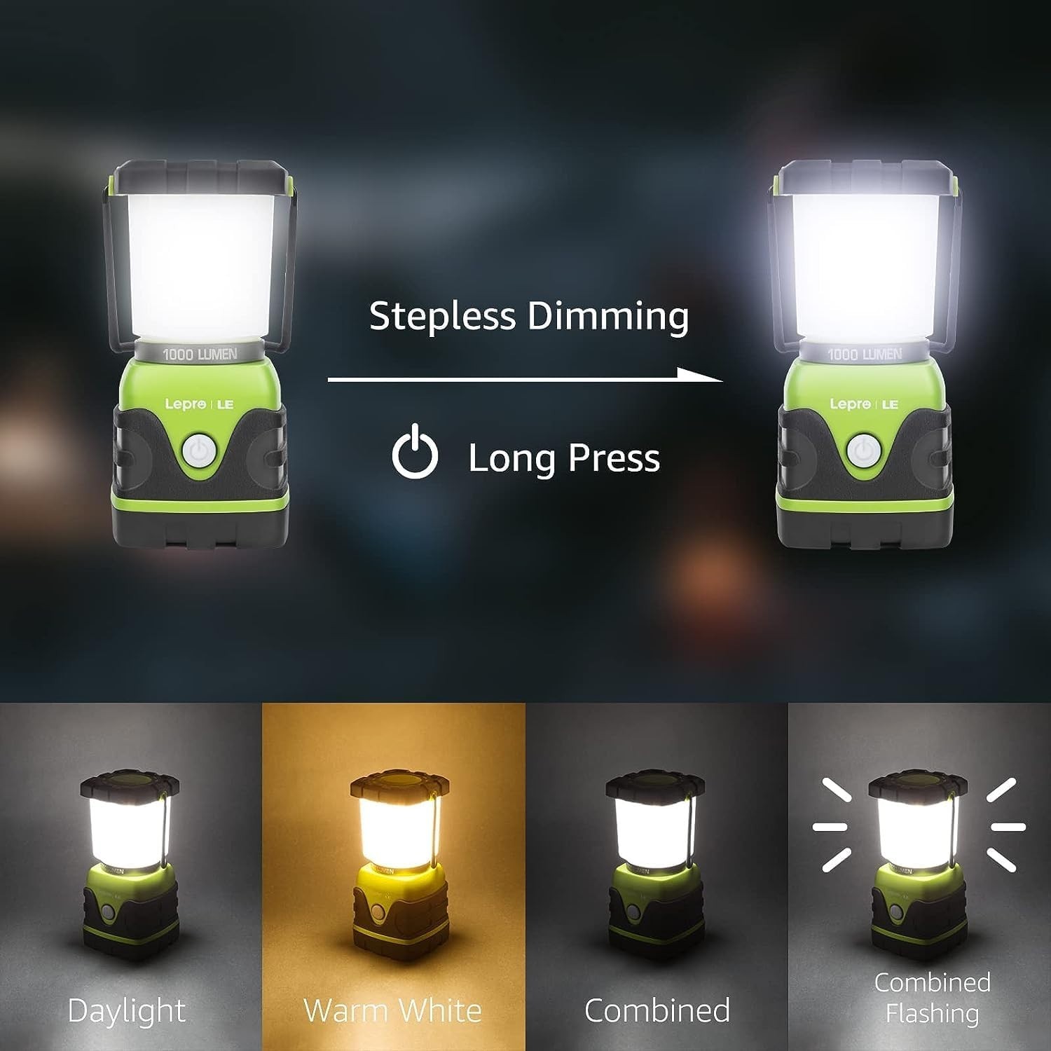 Linterna LED para acampar recargable, linterna más brillante con 500LM. VIP